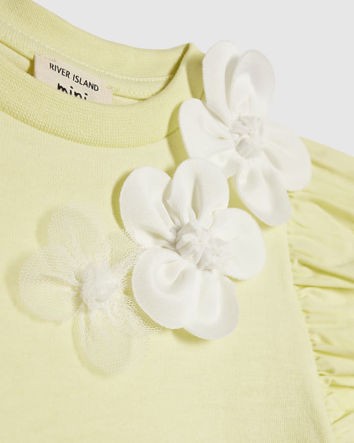 Mini Girls Green Frill Sleeve T-Shirt Set