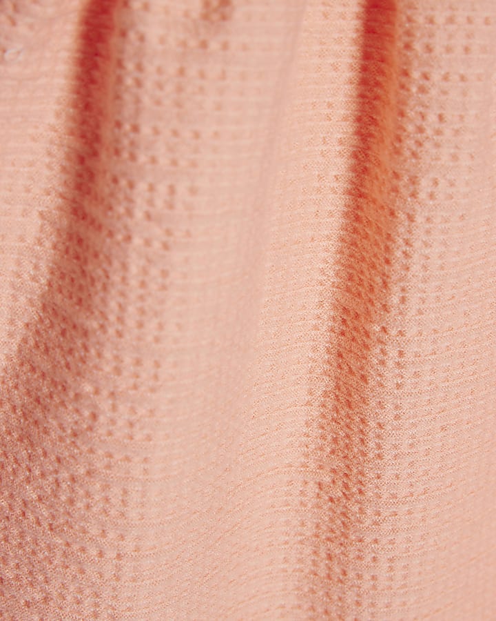 Girls Orange Shirred Floral Playsuit