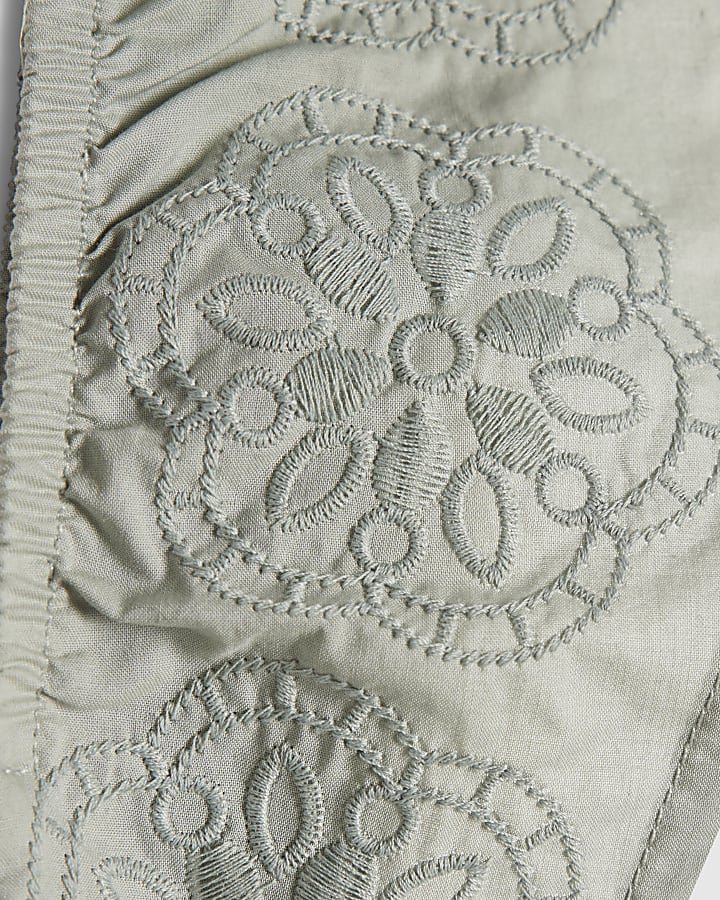 Girls Green Shirred Floral Playsuit