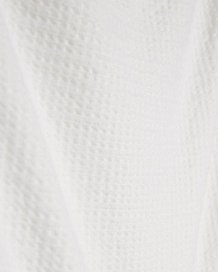 Girls White Shirred Floral Playsuit