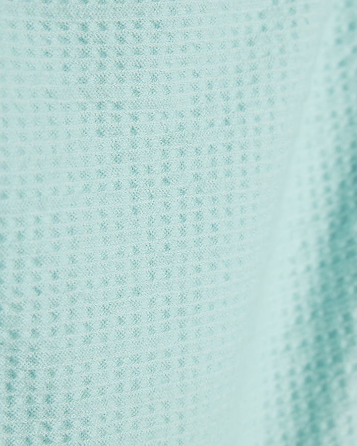 Girls Blue Shirred Floral Playsuit