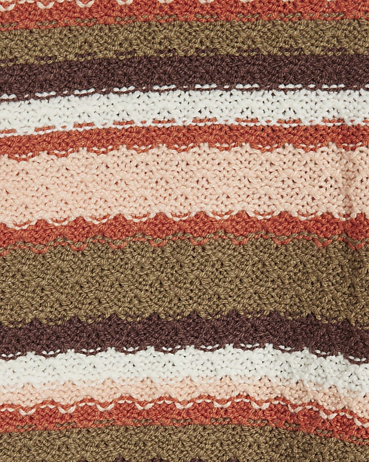 Girls Brown One Shoulder Crochet Set