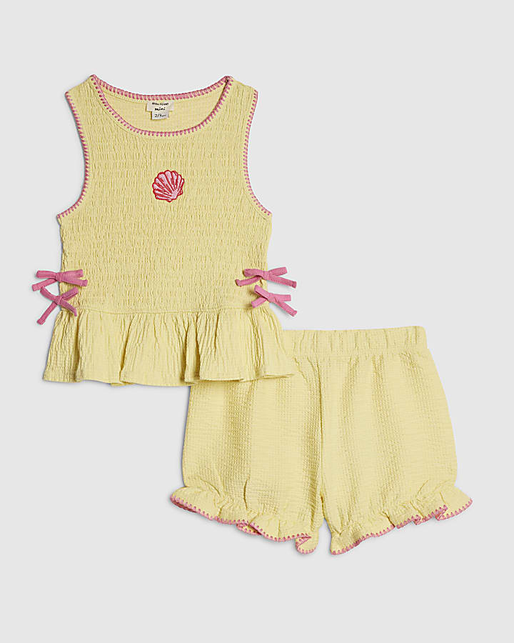 Mini Girls Yellow Seashell Top & Short Set