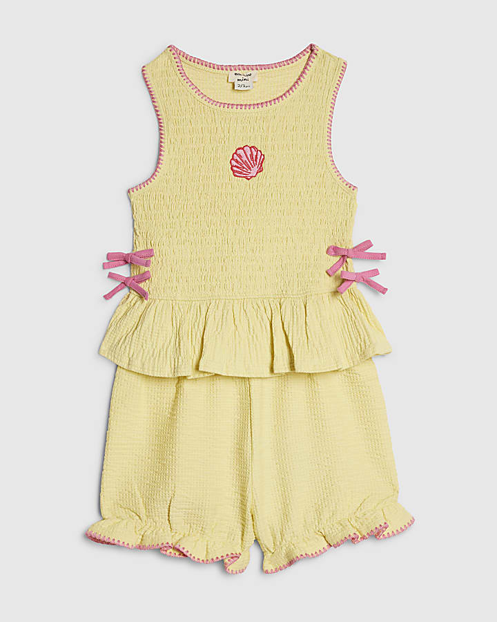 Mini Girls Yellow Seashell Top & Short Set