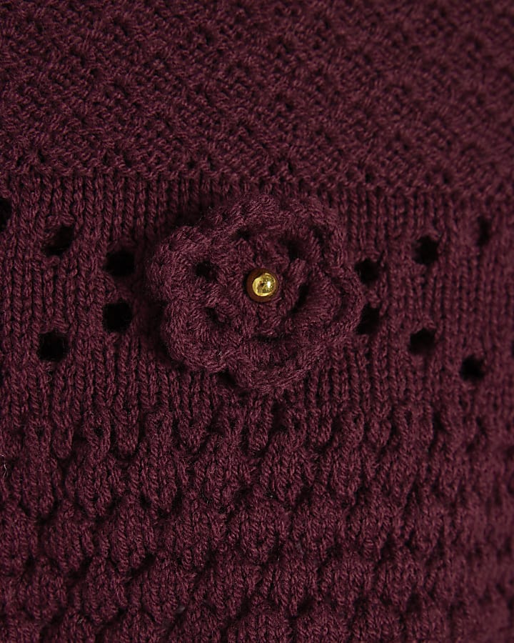 Girls Purple One Shoulder Crochet Set