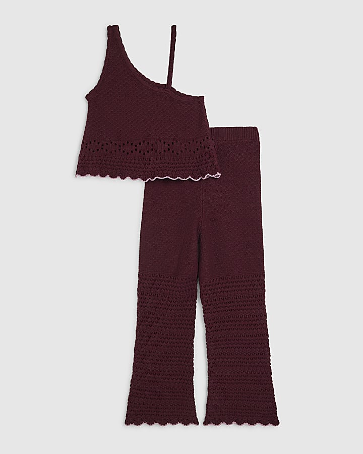 Girls Purple One Shoulder Crochet Set