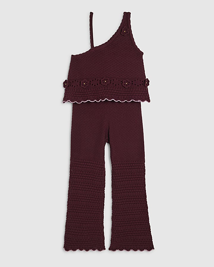 Girls Purple One Shoulder Crochet Set