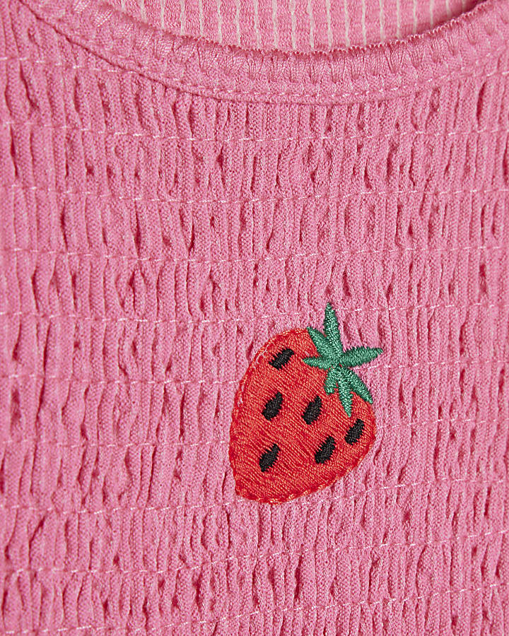 Mini Girls Pink Strawberry Top & Short Set