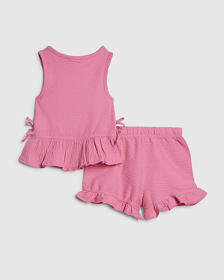 Mini Girls Pink Strawberry Top & Short Set