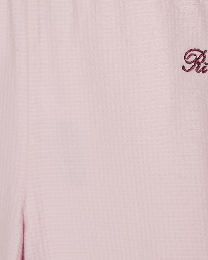 Girls Pink Texture RI T-Shirt And Shorts Set