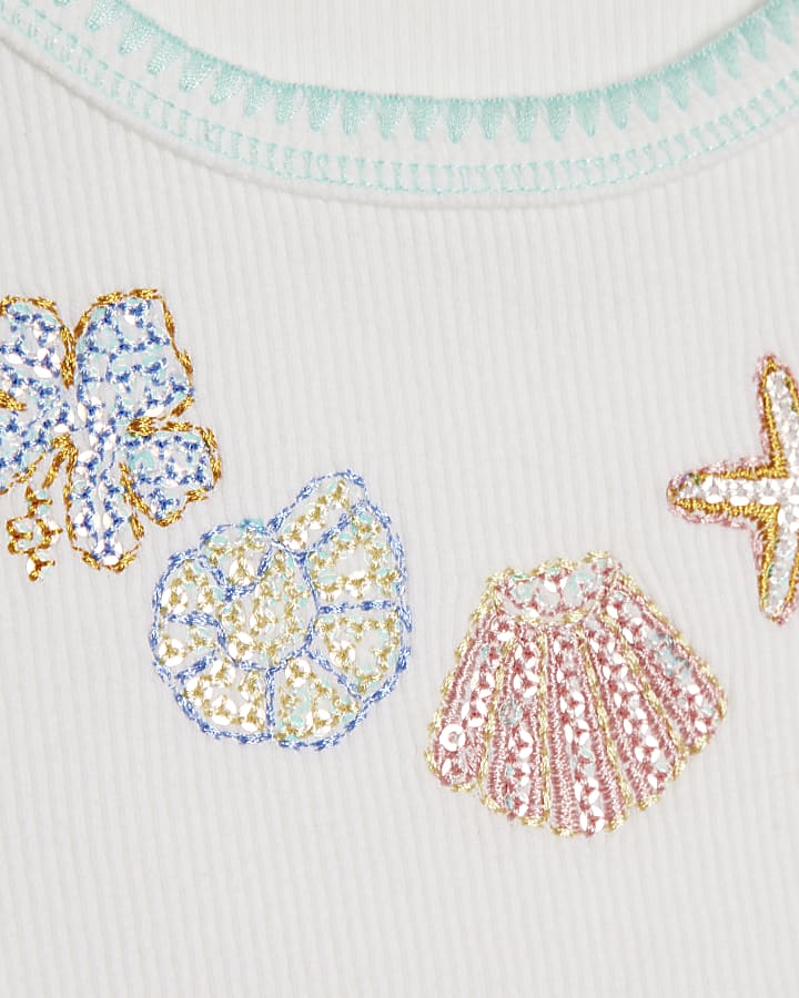 Mini Girls Blue Embellished Shell Vest Set