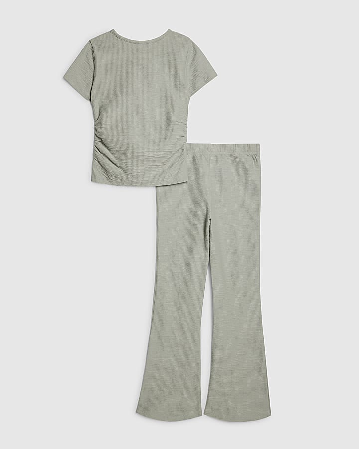 Girls Khaki Texture RI T-Shirt And Shorts Set