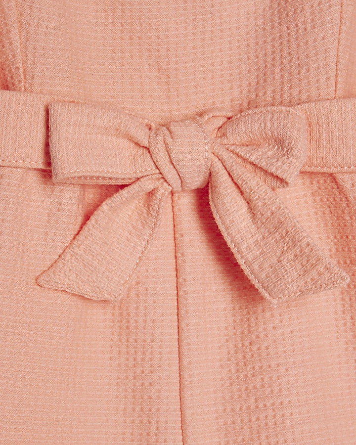 Mini Girls Orange Shirred Jersey Playsuit