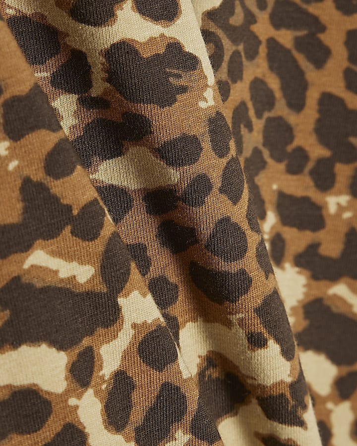 Girls Brown Leopard Cycling Shorts