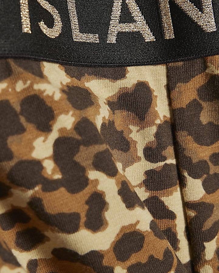 Girls Brown Leopard Cycling Shorts