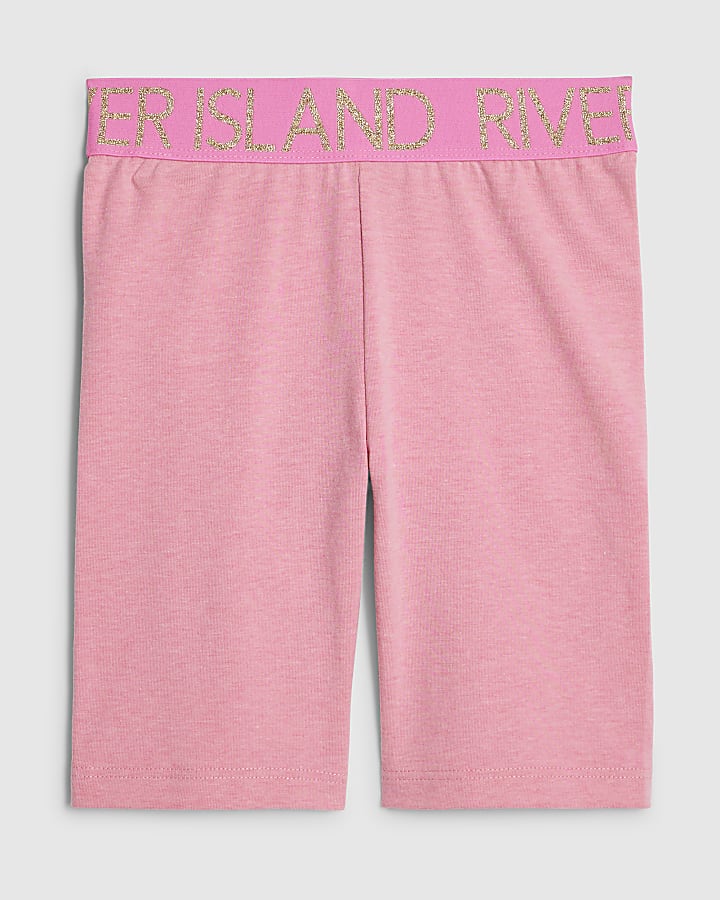 Girls Pink RI Waistband Cycle Shorts
