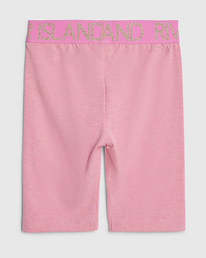 Girls Pink RI Waistband Cycle Shorts