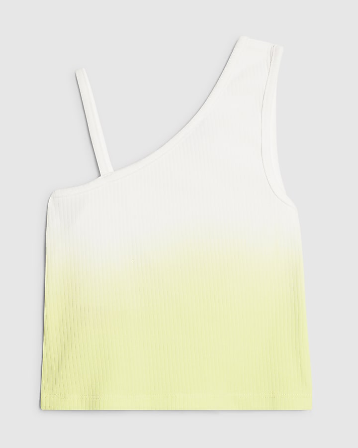 Girls Green One Shoulder Heart Tank Top