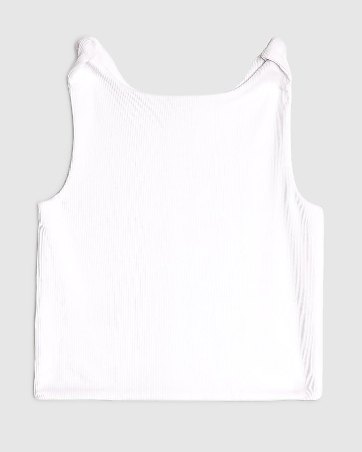 Girls White Dolphin Tank Top