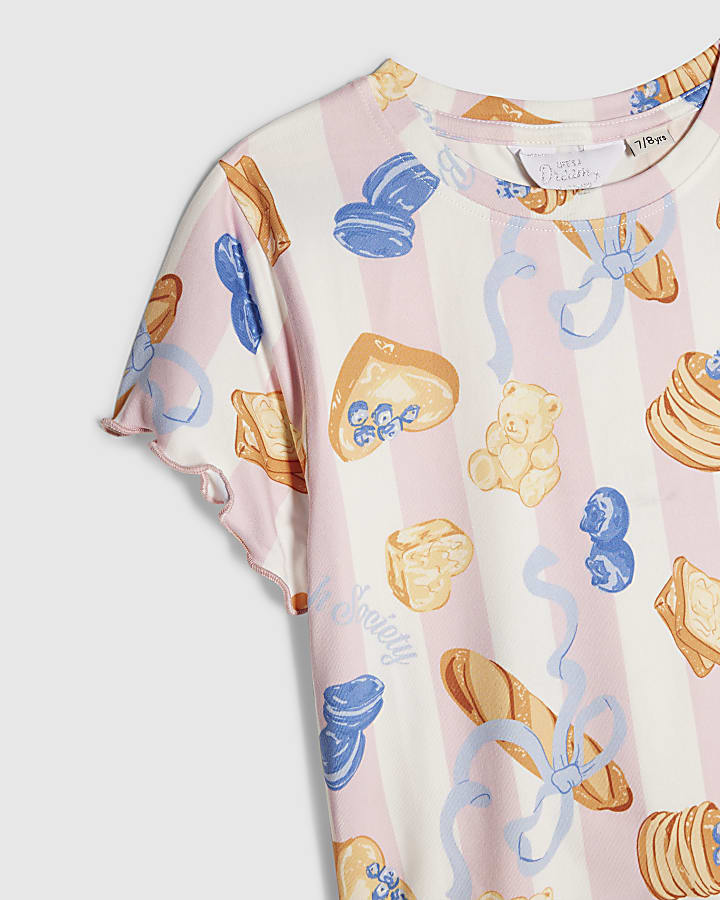 Girls Pink Stripe Brunch Pyjamas