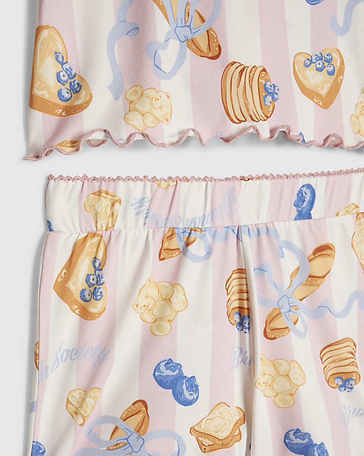 Girls Pink Stripe Brunch Pyjamas