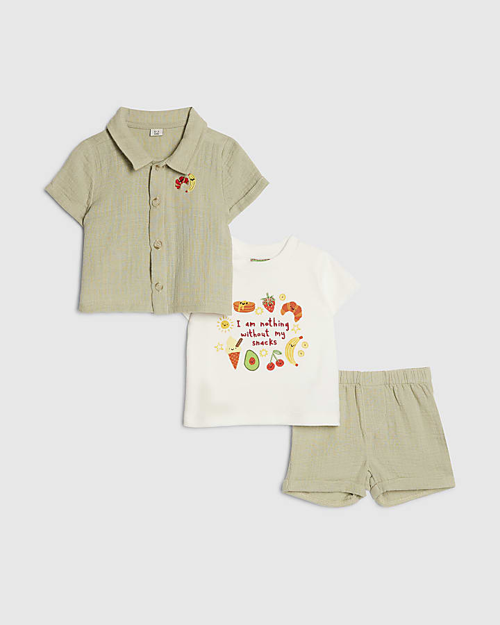 Baby Boys Green Snacks T-Shirt Set