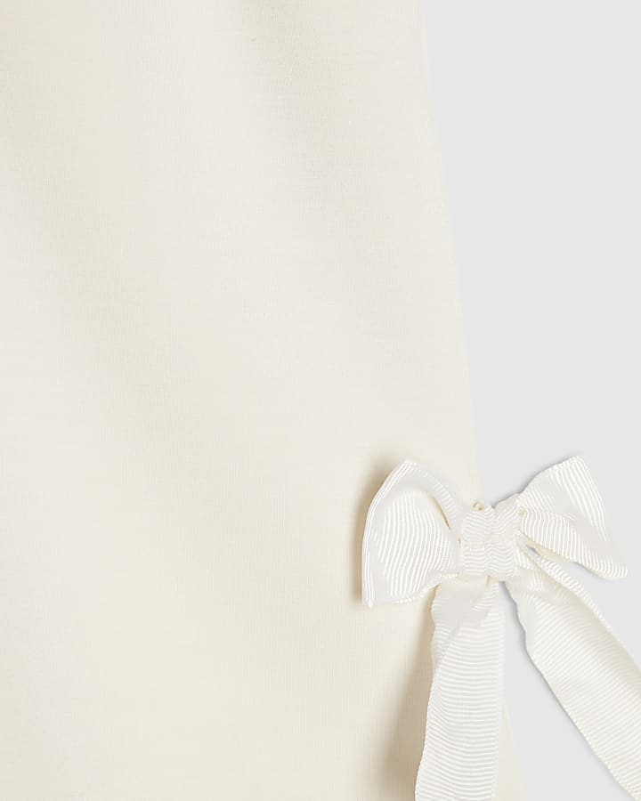 Girls Cream Premium Bow Shorts