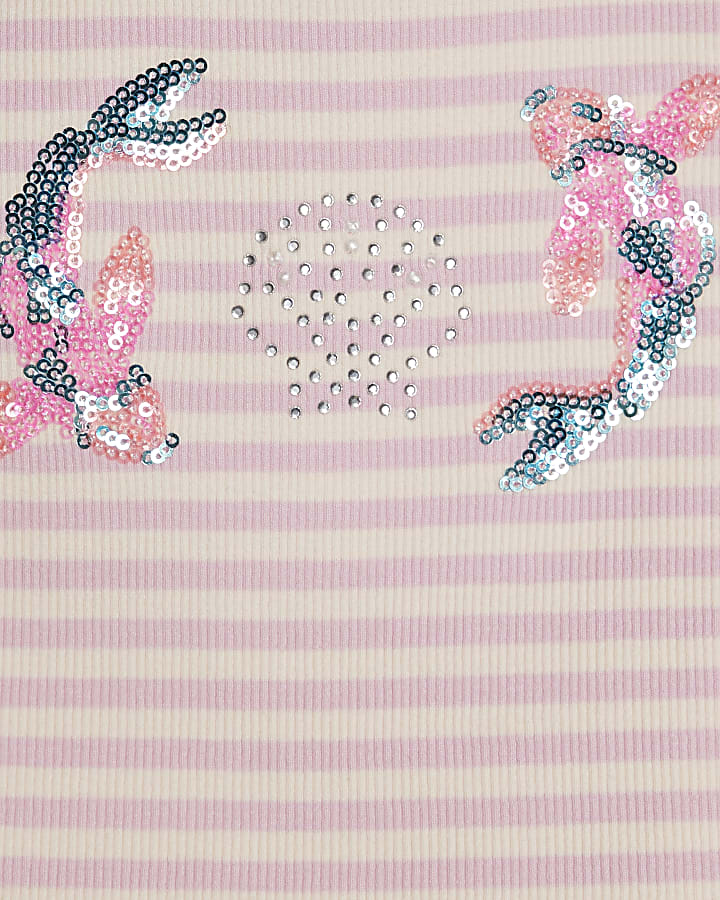 Girls Pink Stripe Fish Tank Top