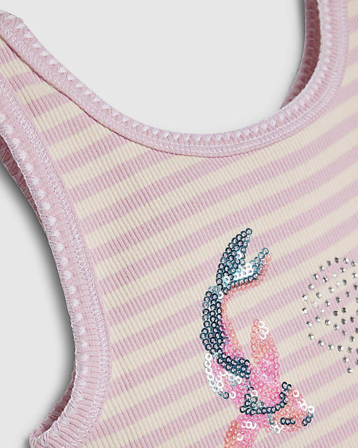 Girls Pink Stripe Fish Tank Top