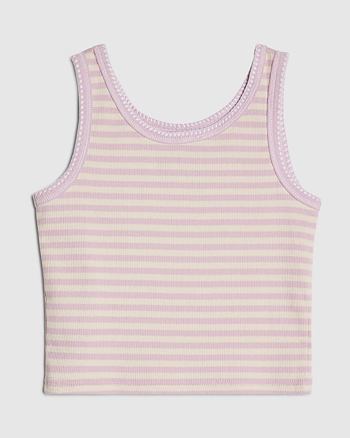 Girls Pink Stripe Fish Tank Top