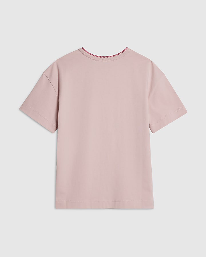 Girls Pink Sun Embellished T-Shirt