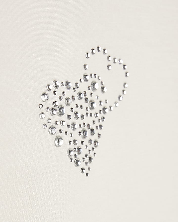 Girls Cream Premium Embellished Bow Crop Top