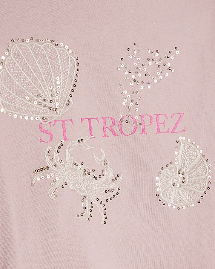 Girls Pink St Tropez Towelling Set