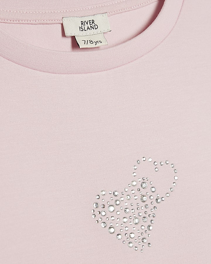 Girls Pink Premium Embellished Bow Crop Top