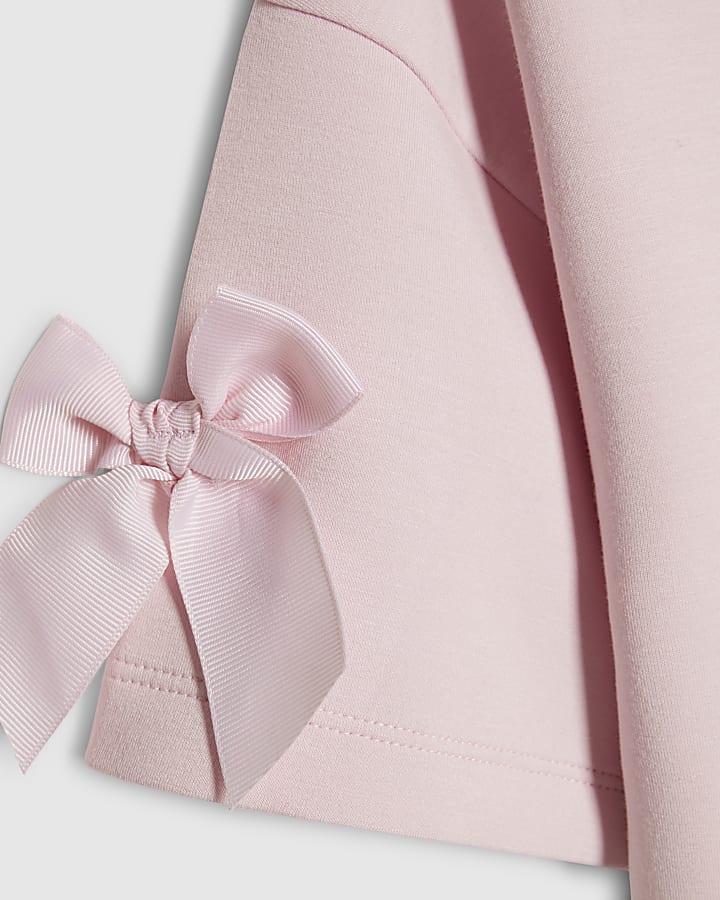 Girls Pink Premium Embellished Bow Crop Top