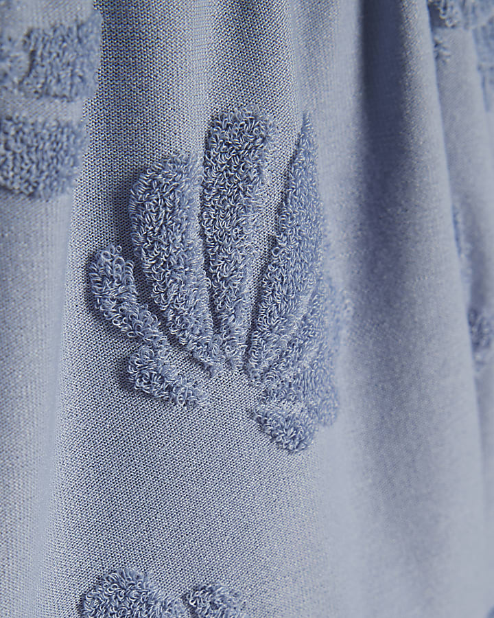 Girls Blue Shell Print Towelling Set