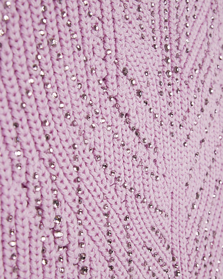 Girls Purple Embellished Crochet Top