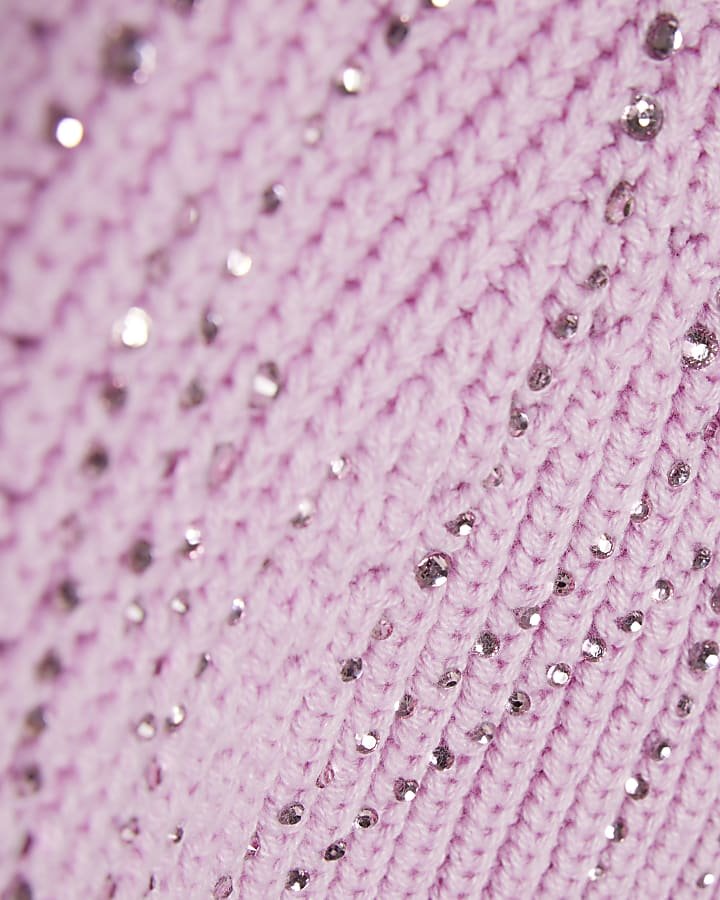 Girls Purple Embellished Crochet Top