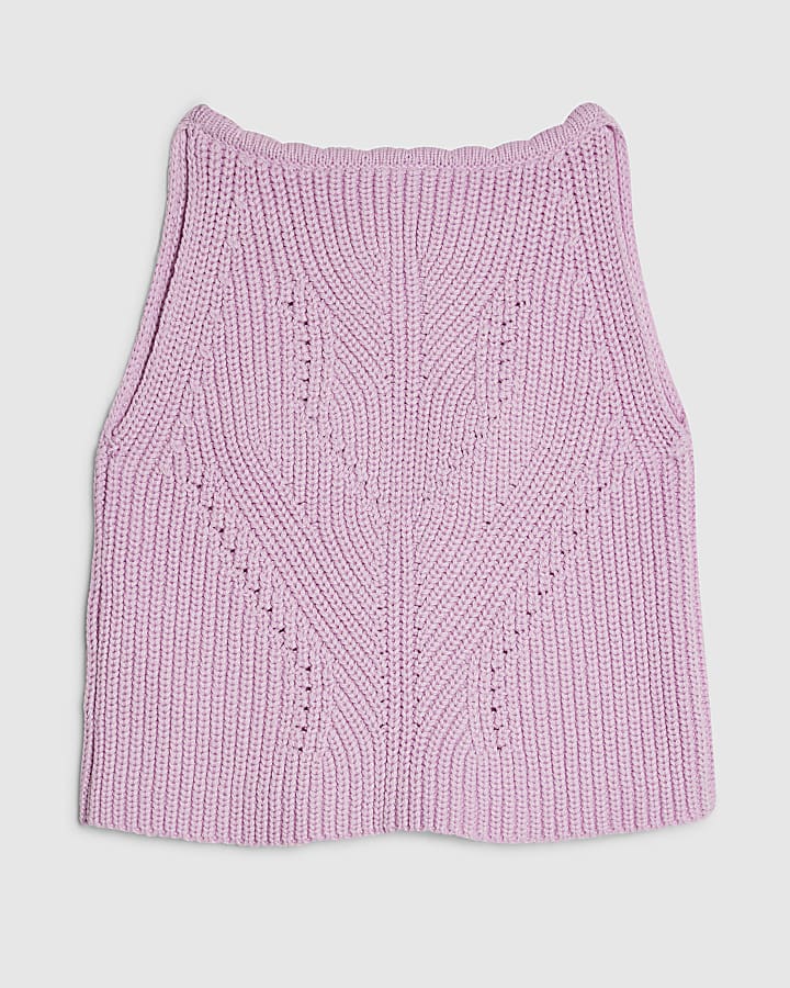 Girls Purple Embellished Crochet Top