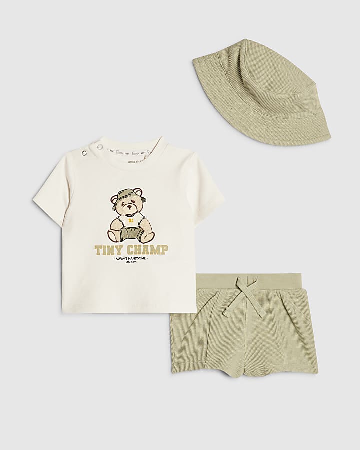 Baby Boys Khaki Bear Tiny Champ T-Shirt Set