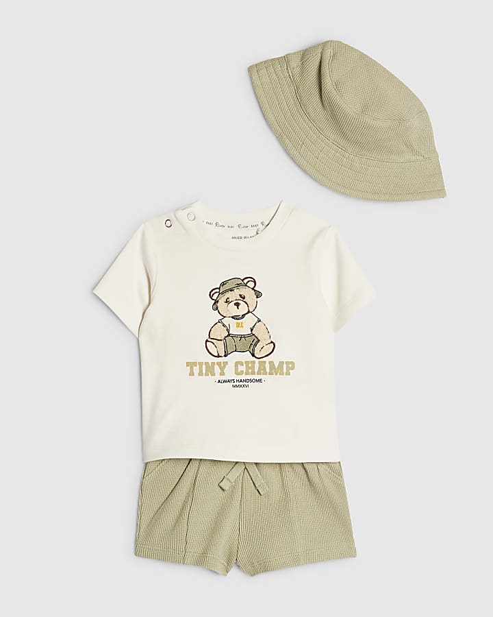 Baby Boys Khaki Bear Tiny Champ T-Shirt Set