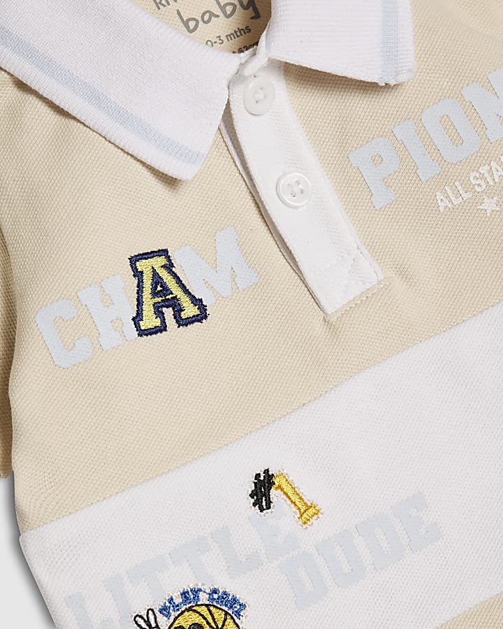 Baby Boys Blue Basketball Polo Shirt Set
