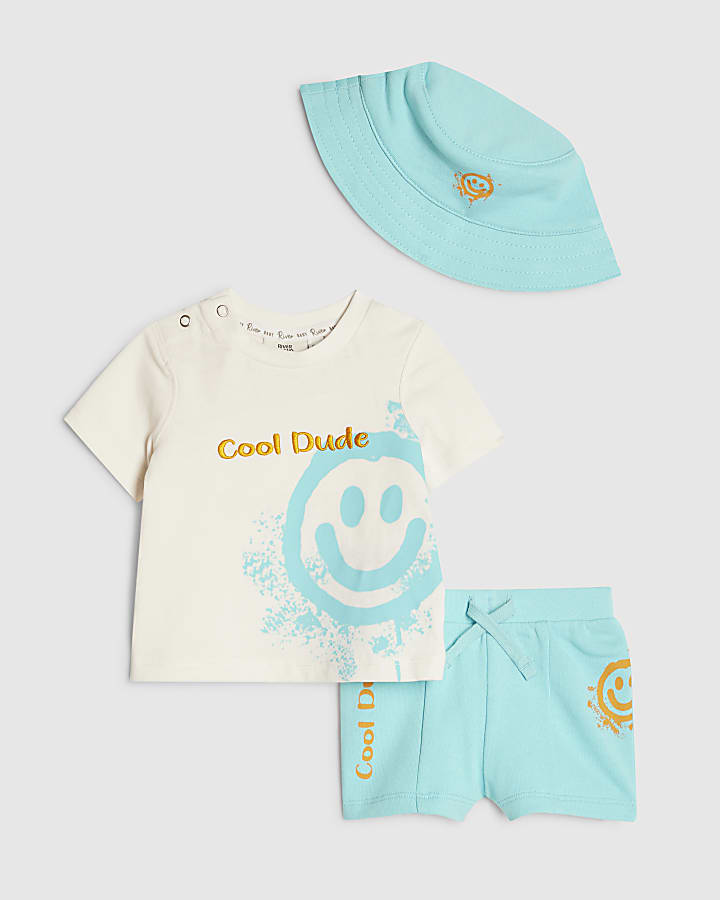 Baby Boys White Smile T-Shirt 3 Piece Set