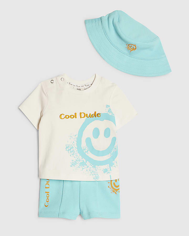 Baby Boys White Smile T-Shirt 3 Piece Set