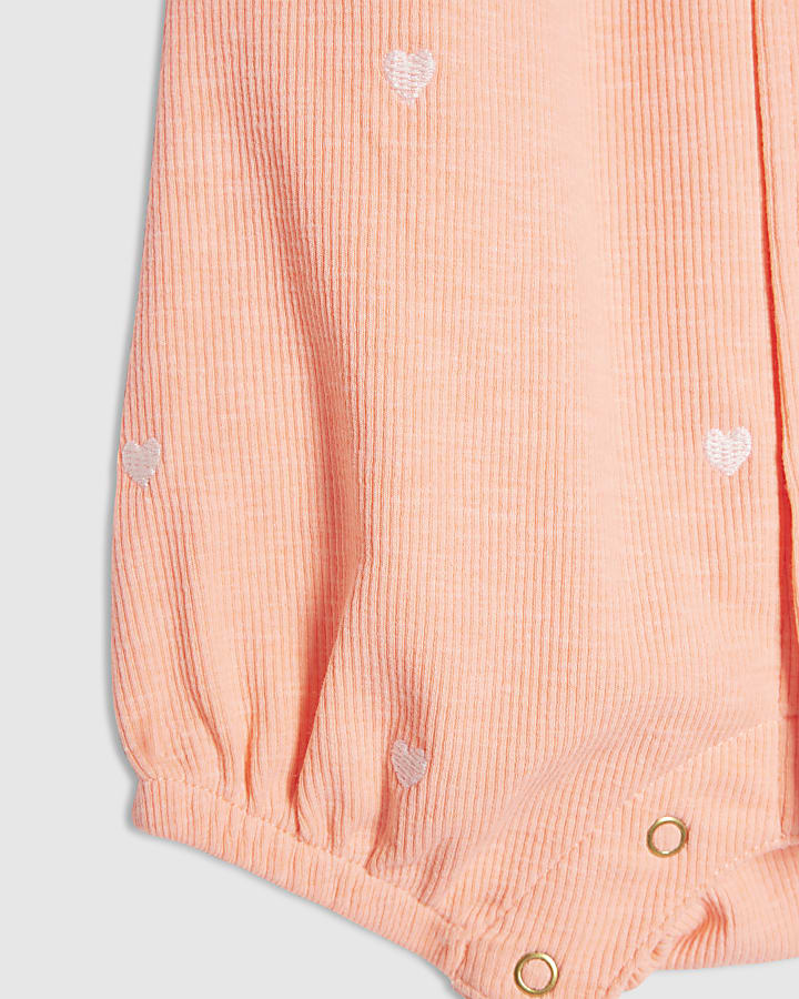 Baby Girls Coral Collared Heart Romper