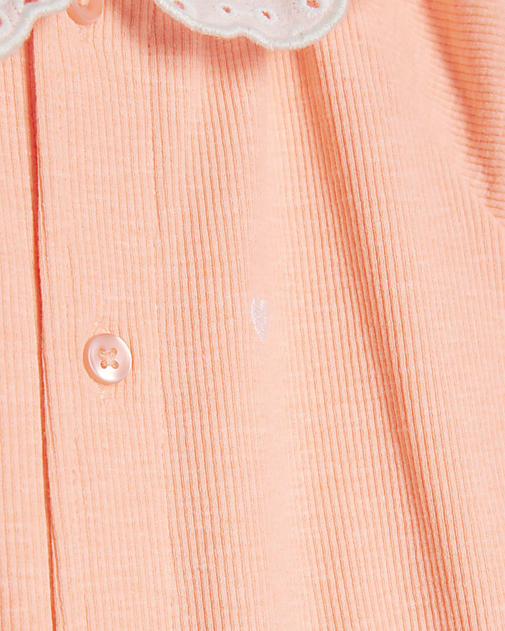 Baby Girls Coral Collared Heart Romper