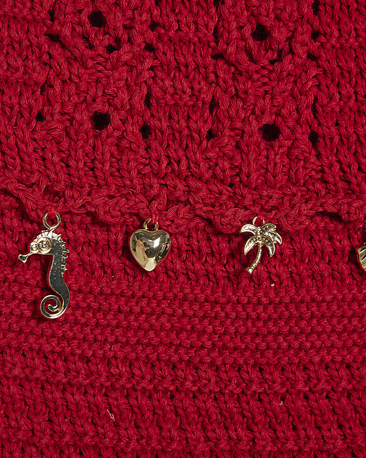 Girls Red Crochet Sea Charms Dress