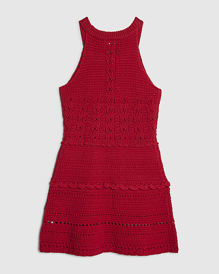 Girls Red Crochet Sea Charms Dress
