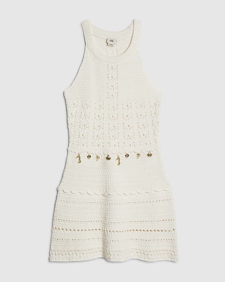 Girls White Crochet Sea Charms Dress