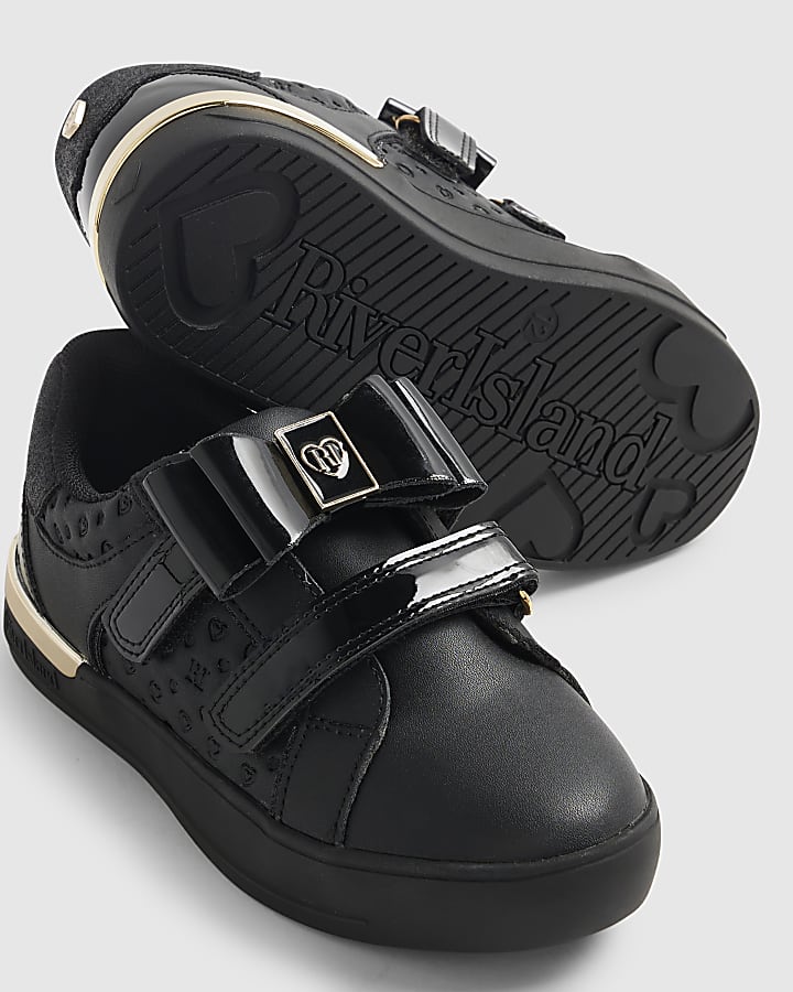 Mini Girls Black Interchangeable Bow Trainers